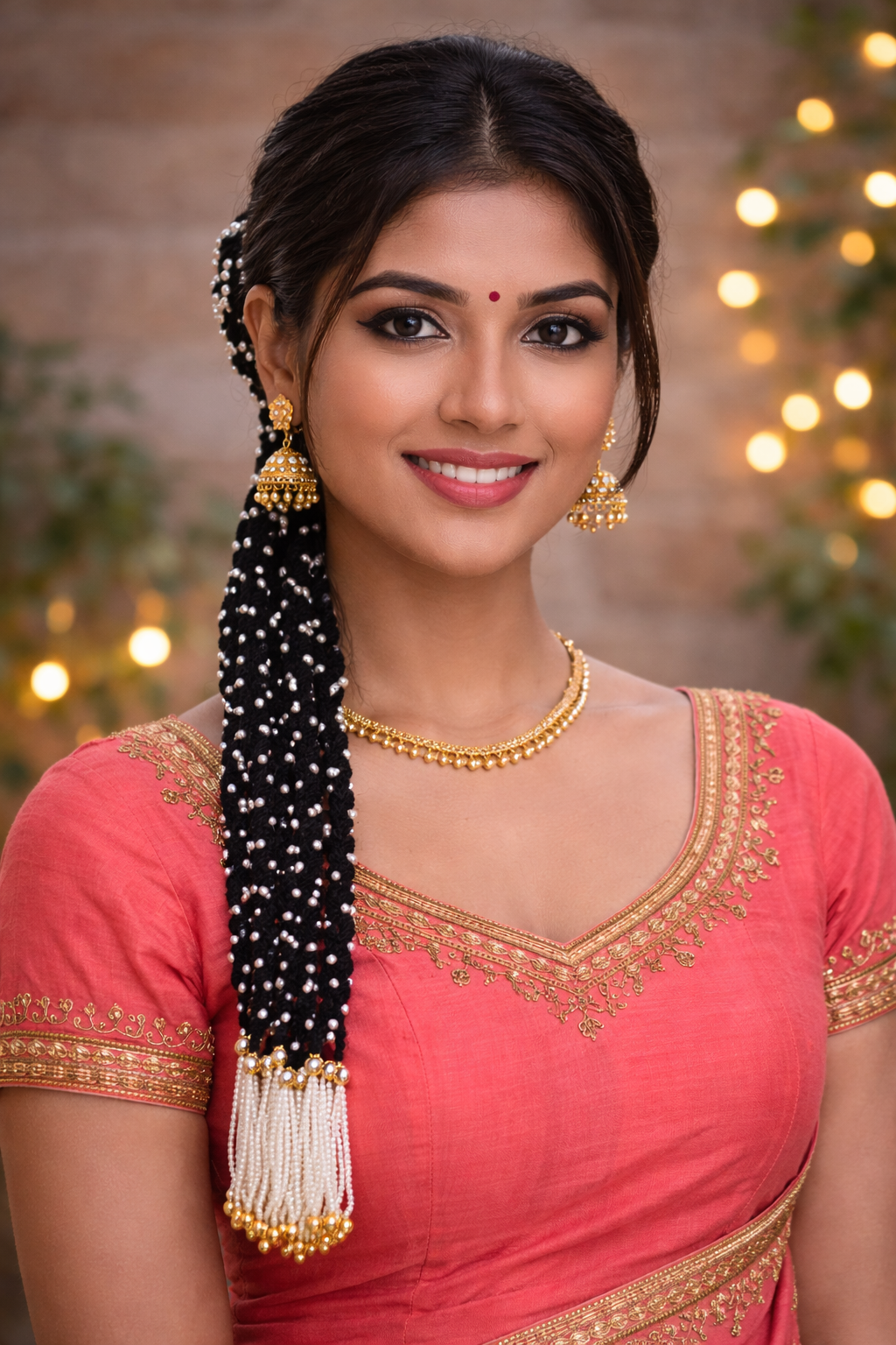 Handmade Pearl Paranda – Traditional Punjabi Hair Accessory for Women