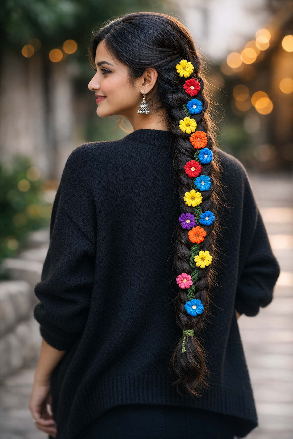 Handmade Floral Paranda for Women – Traditional Braided Hair Accessory