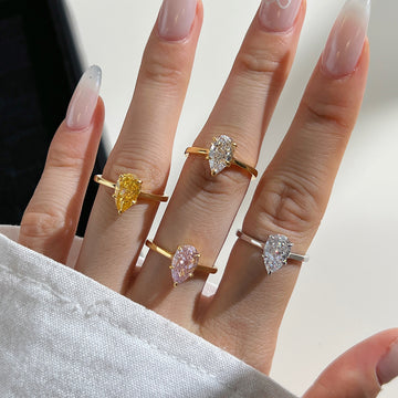 Sterling Silver High-grade Pear-shaped Zircon Inlaid Exquisite Closed Ring