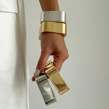 Metal Texture Glossy Spring Bracelet Female Geometric Square Mirror Bracelet