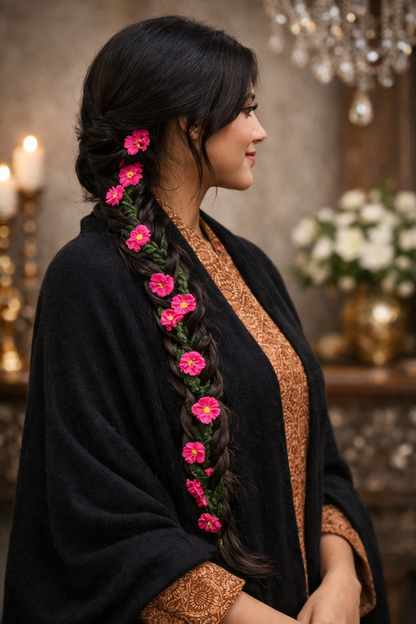 Handmade Floral Paranda for Women – Traditional Braided Hair Accessory