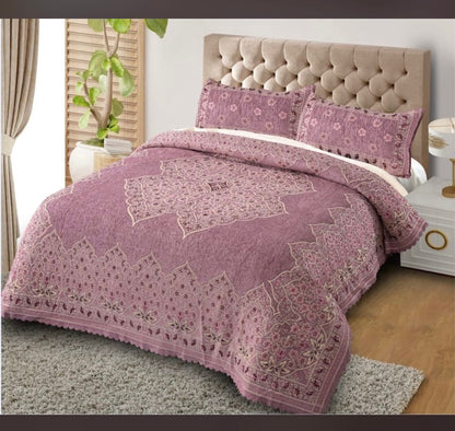 Luxury Velvet Double Bed Blanket / Razai – King Size Heavy Winter Quilt with Elegant Floral Design