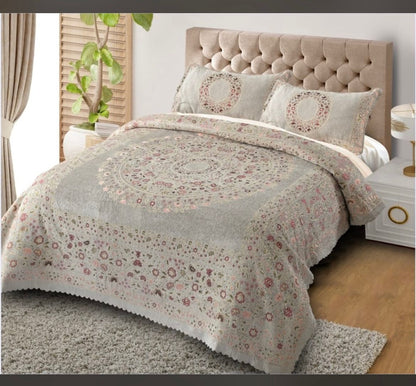 Luxury Velvet Double Bed Blanket / Razai – King Size Heavy Winter Quilt with Elegant Floral Design
