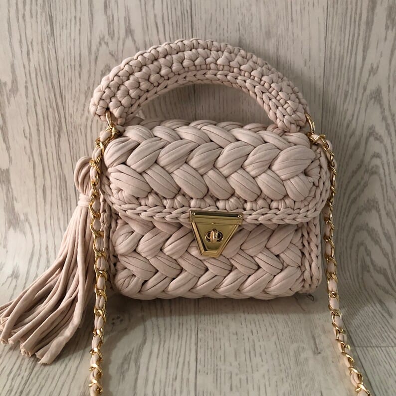 Luxury Handmade Crochet Handbag for Women | Emerald Green Designer Sling Bag with Golden Chain