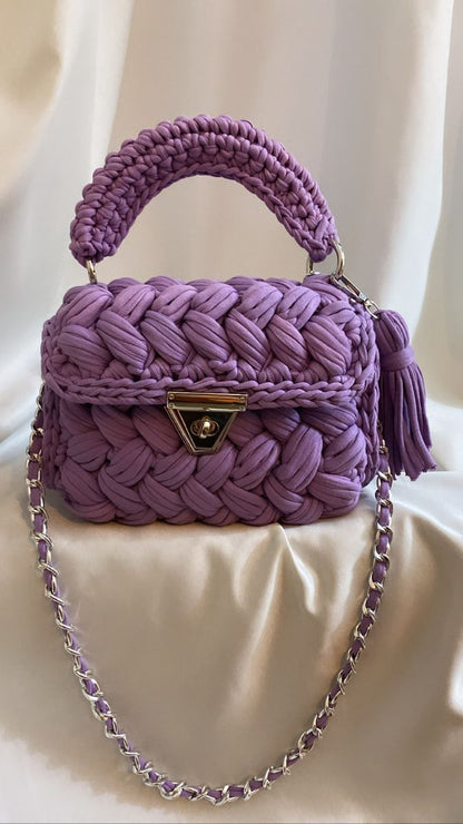 Luxury Handmade Crochet Handbag for Women | Emerald Green Designer Sling Bag with Golden Chain