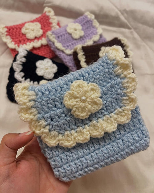Handcrafted Crochet Flower Pouch | Cute Boho Sling & Utility Mini Bag