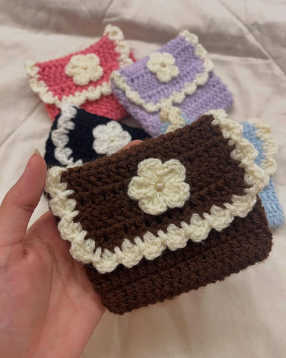 Handcrafted Crochet Flower Pouch | Cute Boho Sling & Utility Mini Bag