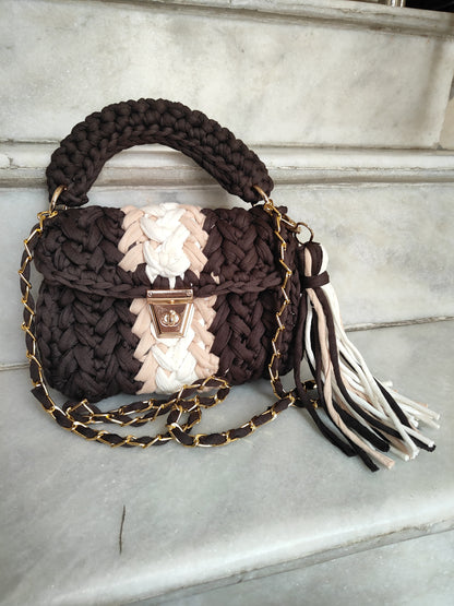 Luxury Handmade Crochet Mini Bag – Mint Green & White Designer Handbag