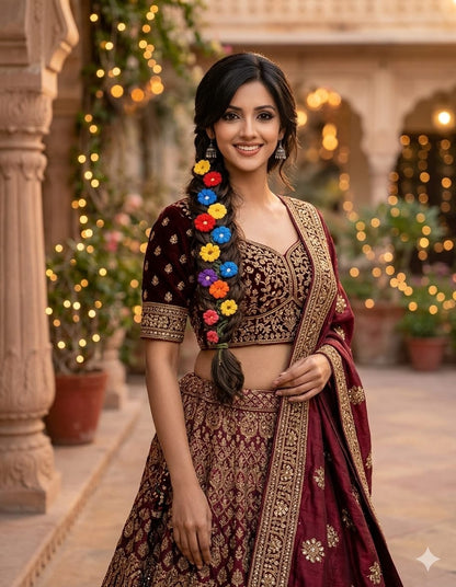 Handmade Floral Paranda for Women – Traditional Braided Hair Accessory