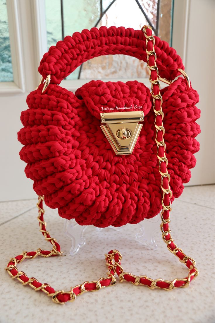 Luxury Handmade Crochet Handbag for Women – Stylish Maroon Knit Shoulder & Crossbody Bag