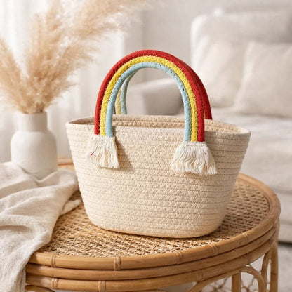 Handmade Rainbow Crochet Tote Bag | Stylish Multicolor Shoulder Bag